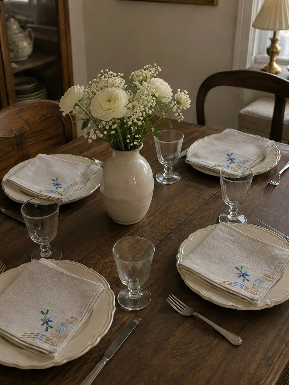 Vintage Four handmade napkins, 100% cotton